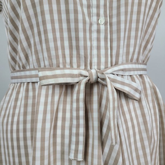 Larry Levine Brown Gingham Stripe Belted Button Up Dress Size XL - Picture 3 of 14